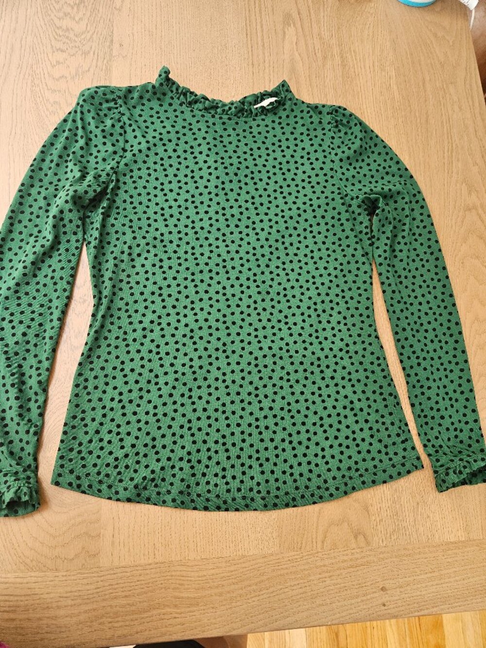 Boden Green Polka Dot Ruffle Top | Size US 4